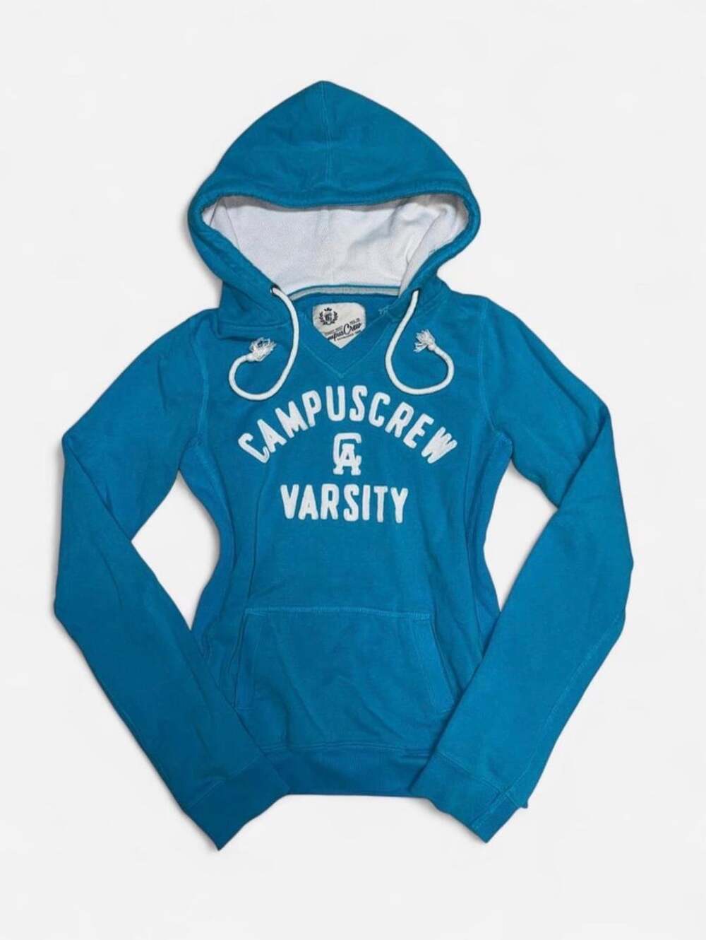 Y2K Vintage 2005 Campus Crew Varsity Hoodie Size S Blue Cotton Blend